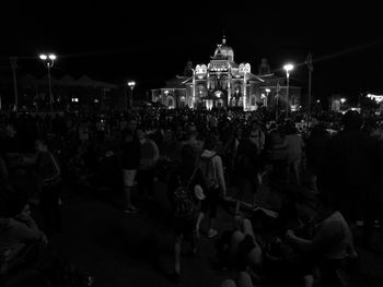 View of illuminated city at night