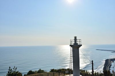 Scenic view of sea against sky on sunny day