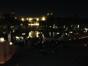 Illuminated cityscape at night