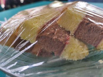 Close-up of cake in plate on table