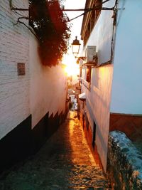 Narrow alley along buildings