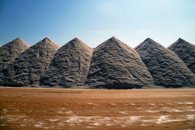 Built structure on land against clear blue sky