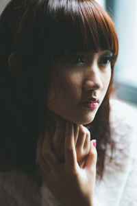 Close-up of beautiful young woman