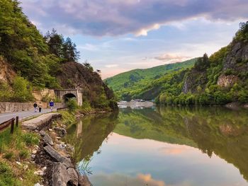 Scenic view of large river against sky