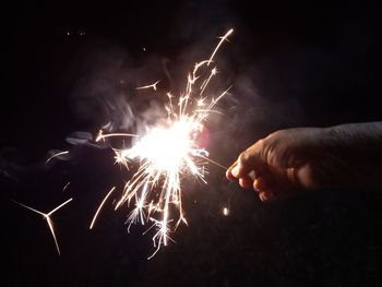 Firework display at night