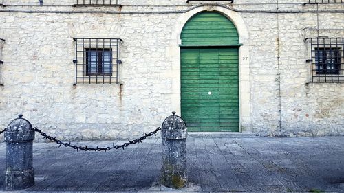 Closed door of building