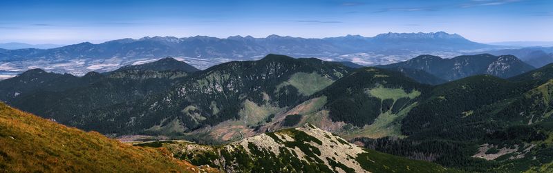 Panoramic view of mountains against sky