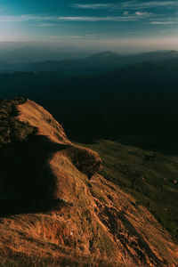 High angle view of land against sky