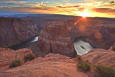 Rock formations at sunset