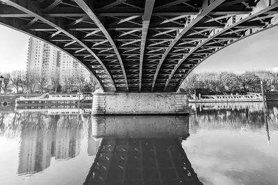 Reflection of bridge over river