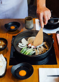 High angle view of food on table