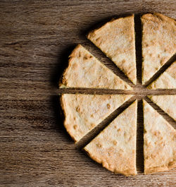 High angle view of bread on table