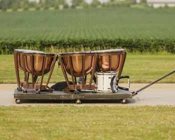 Timpani cart being moved to where the rehearsal will be held