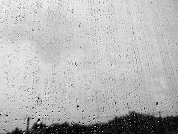 Full frame shot of raindrops on glass window