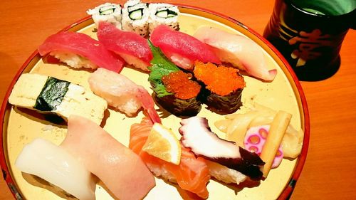 Close-up of served food in plate