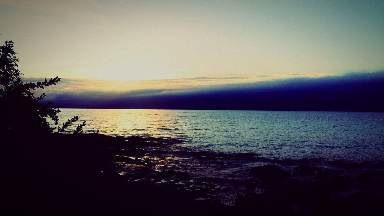 SCENIC VIEW OF CALM SEA AGAINST SKY DURING SUNSET