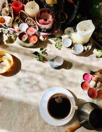 High angle view of food on table