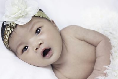 Close-up of cute newborn baby girl