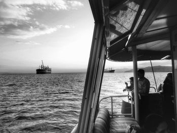 Boat sailing in sea