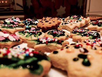 Close-up of christmas cookies on table
