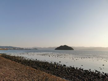 Scenic view of sea against clear sky