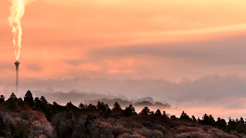 Scenic view of landscape against sky during sunset