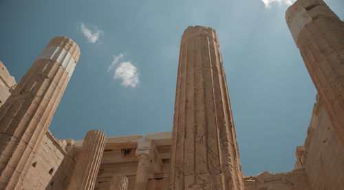 Low angle view of temple against sky