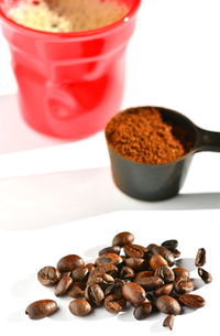 Close-up of coffee cup on table