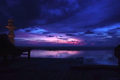 Scenic view of sea against cloudy sky