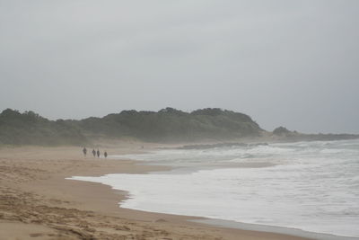 Scenic view of beach against clear sky