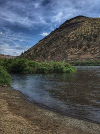 Scenic view of lake against sky