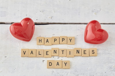 Close-up of heart shape on table