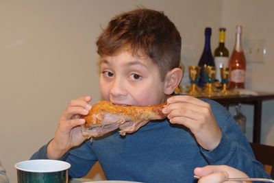 Portrait of boy holding ice cream