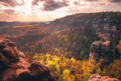 Scenic view of landscape during sunset