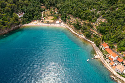 Aerial view of valun town on cres island, croatia