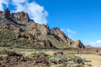 Rock formations on landscape against sky