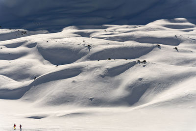 Scenic view of snow covered landscape against sky