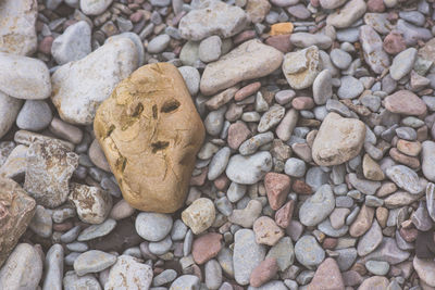 Close-up of pebbles on beach