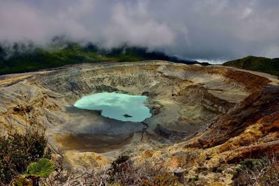 Scenic view of volcanic landscape against sky