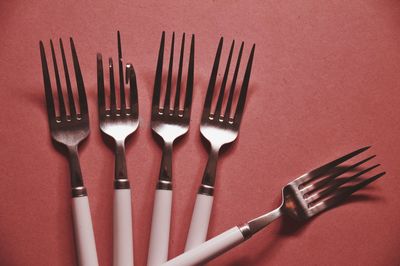 High angle view of objects in plate on table