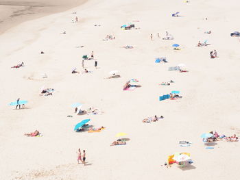 High angle view of people at beach