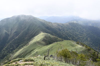 Scenic view of mountains against sky