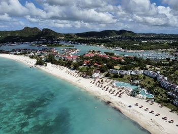 High angle view of beach against sky