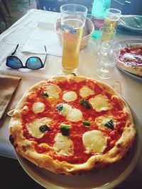 Close-up of pizza on table