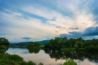 Scenic view of lake against sky