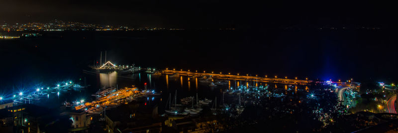 Illuminated city at night