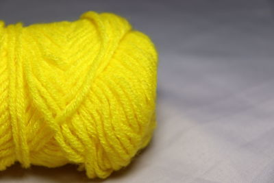 High angle view of yellow leaf on table