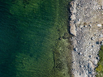 High angle view of water on land