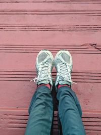 Low section of man in shoes on staircase