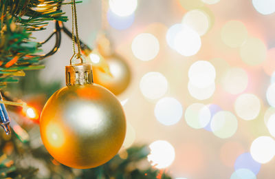 Close-up of illuminated christmas tree